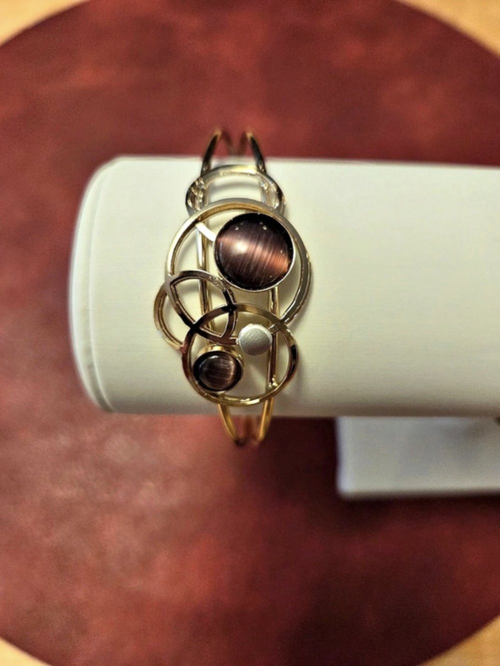 Amethyst Cabochon Bangle Bracelet Like New - Handmade In Quebec